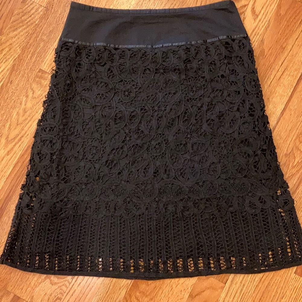 Black Battenburg lace skirt.